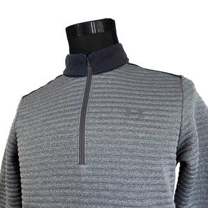 Under Armour | Men's Grey Ribbed 1/4 Zip Long Sleeve Pullover Sweatshirt Small